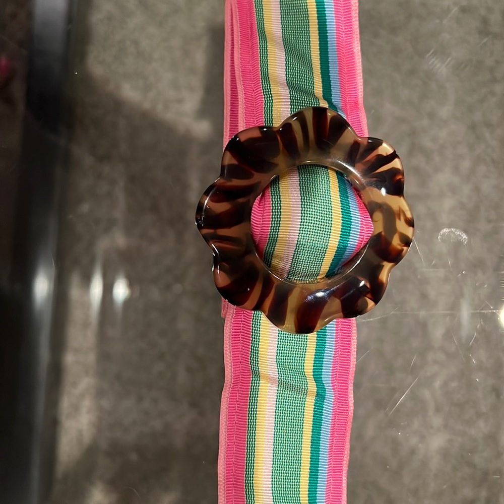 Ladies ribbon belt fits M- XL tortoise buckle